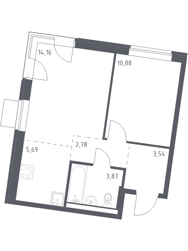 2 ккв (Евро) 40,9 м²