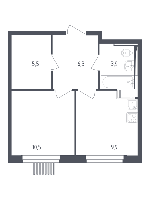 1 ккв 35,5 м²