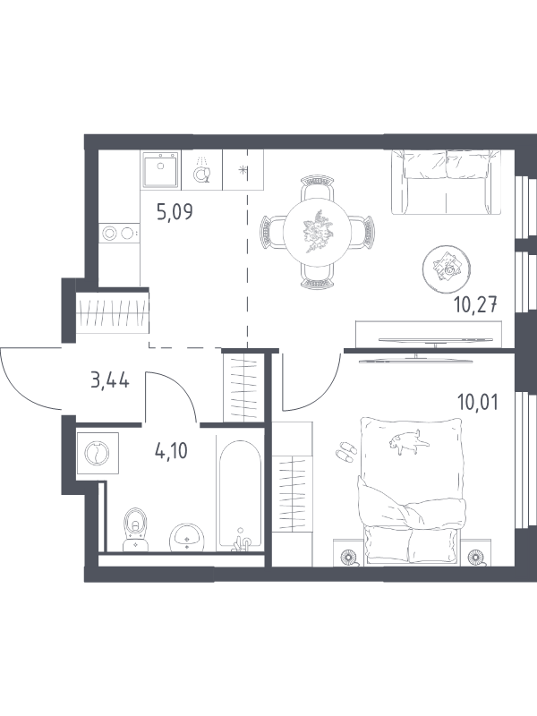 2 ккв (Евро) 32,9 м²
