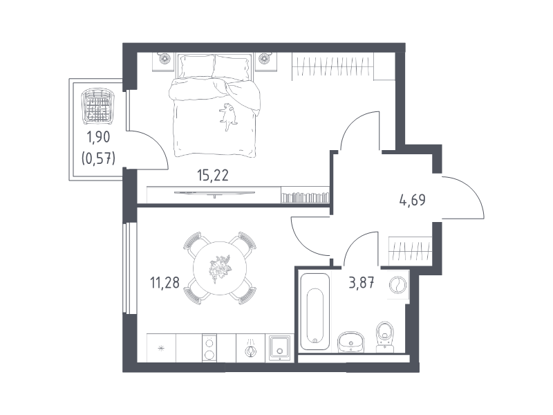 1 ккв 35,6 м²