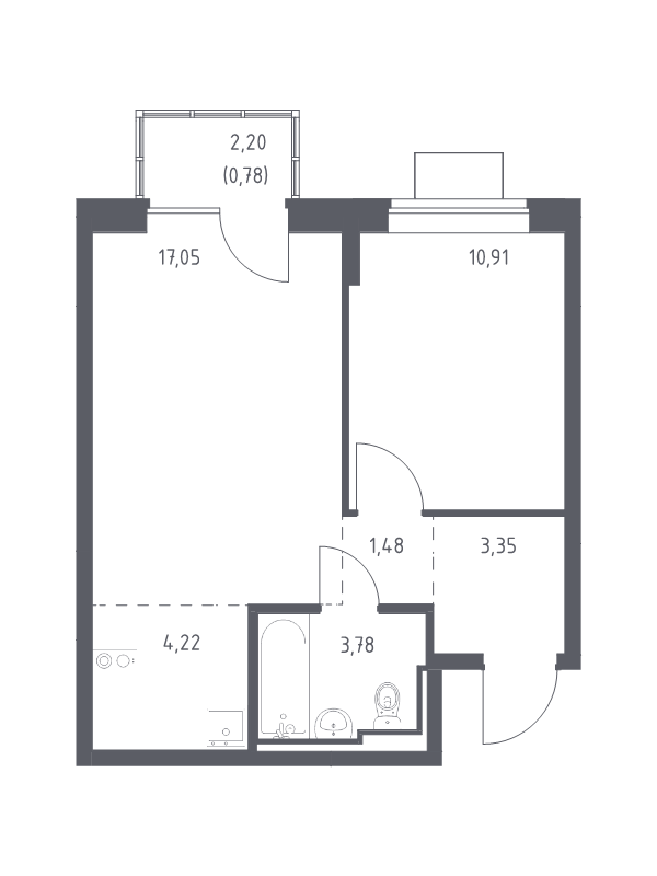 2 ккв (Евро) 41,6 м²
