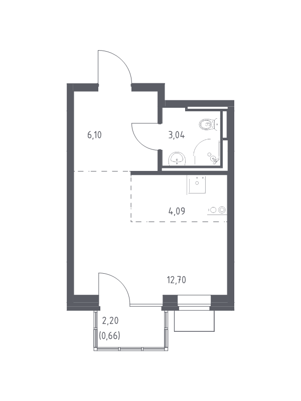 Студия 26,6 м²