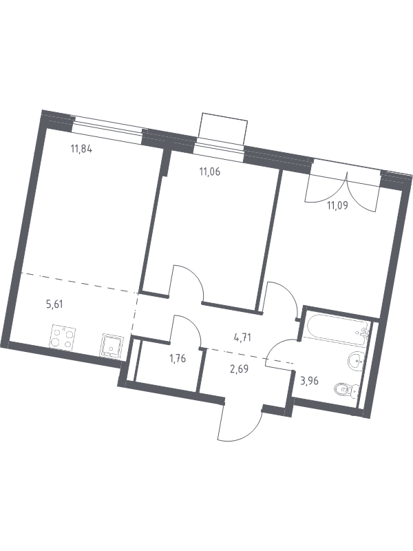 3 ккв (Евро) 52,7 м²