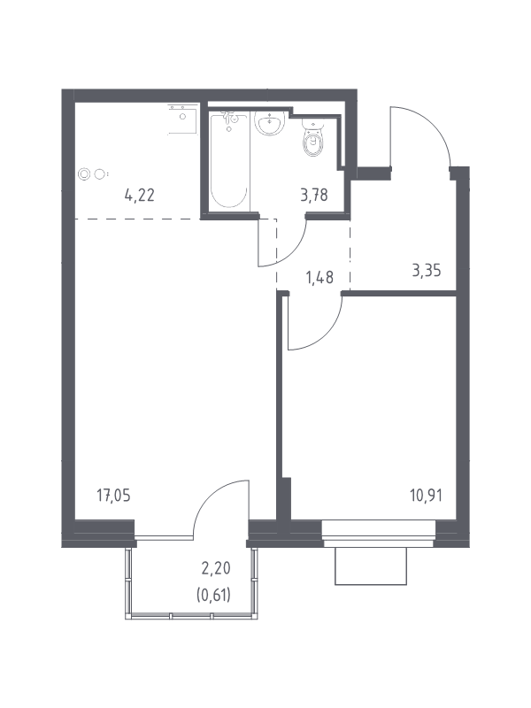 2 ккв (Евро) 41,4 м²