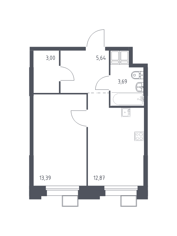 1 ккв 38,7 м²