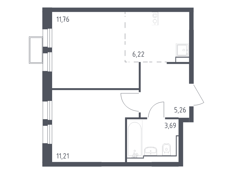 2 ккв (Евро) 38,4 м²