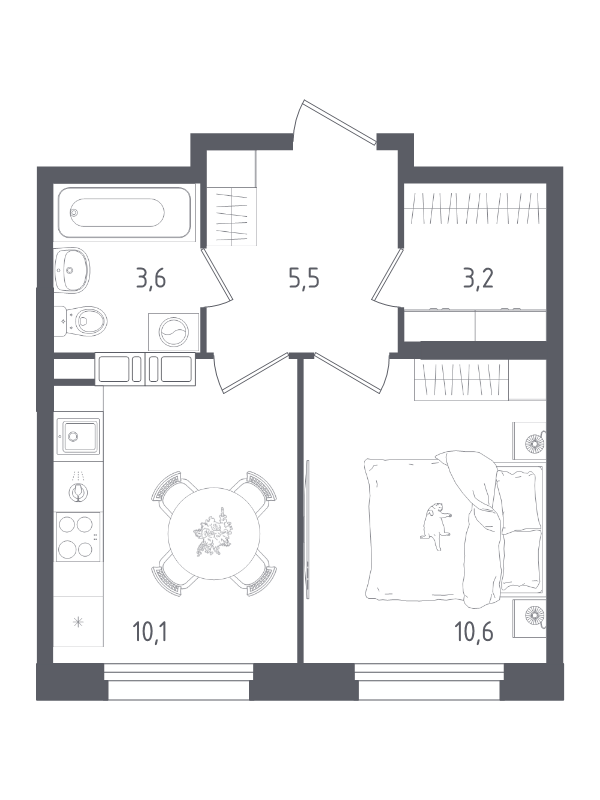 1 ккв 33 м²