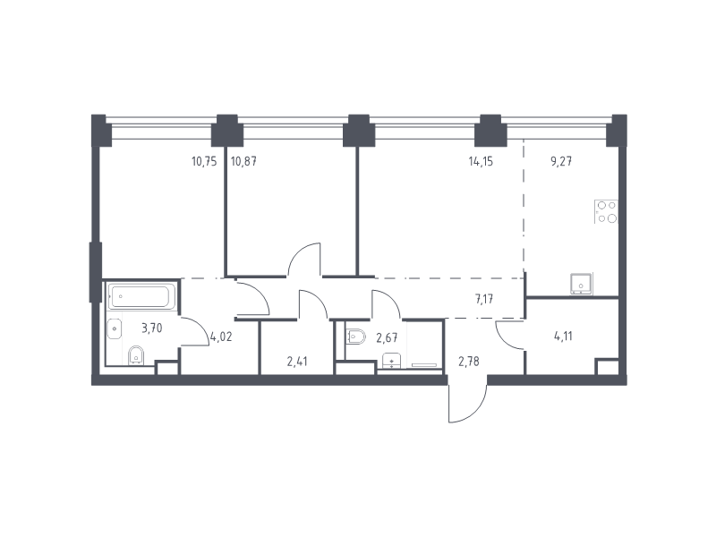 3 ккв (Евро) 71,9 м²