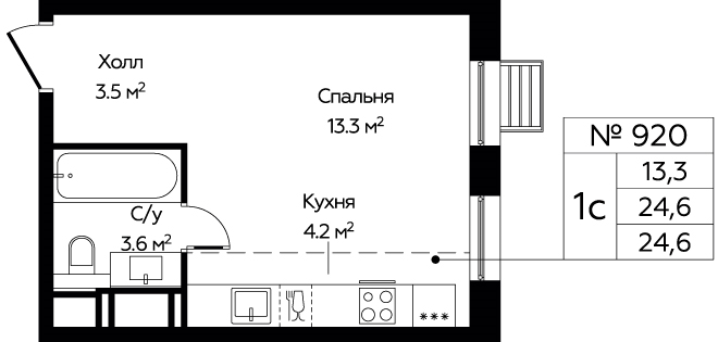 Студия 23,8 м²