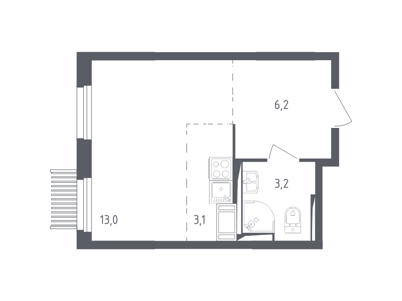 Студия 25,2 м²