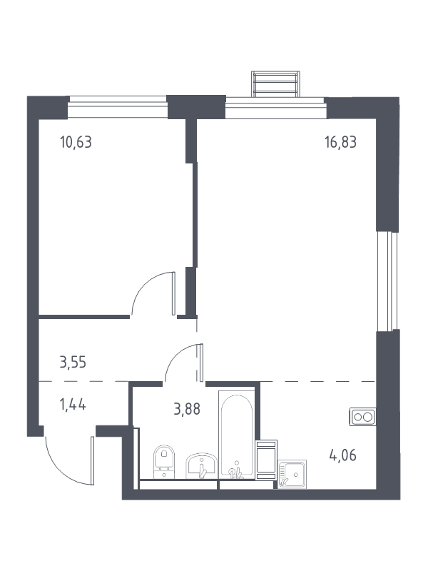 2 ккв (Евро) 39,8 м²