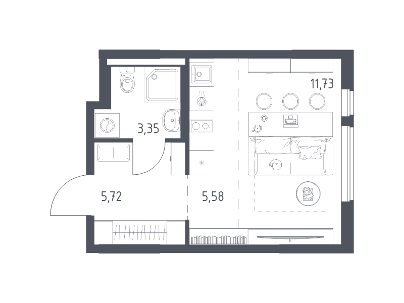 Студия 26,4 м²