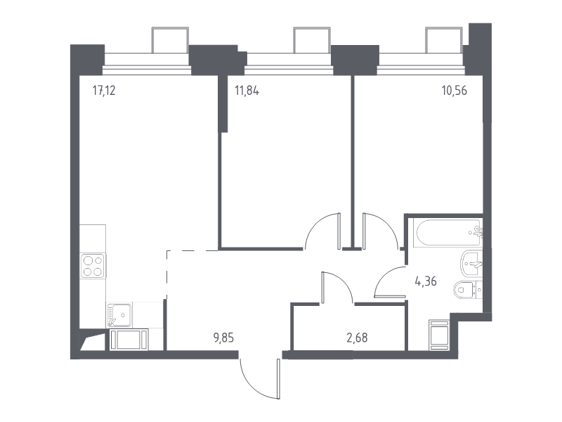 3 ккв (Евро) 56,2 м²