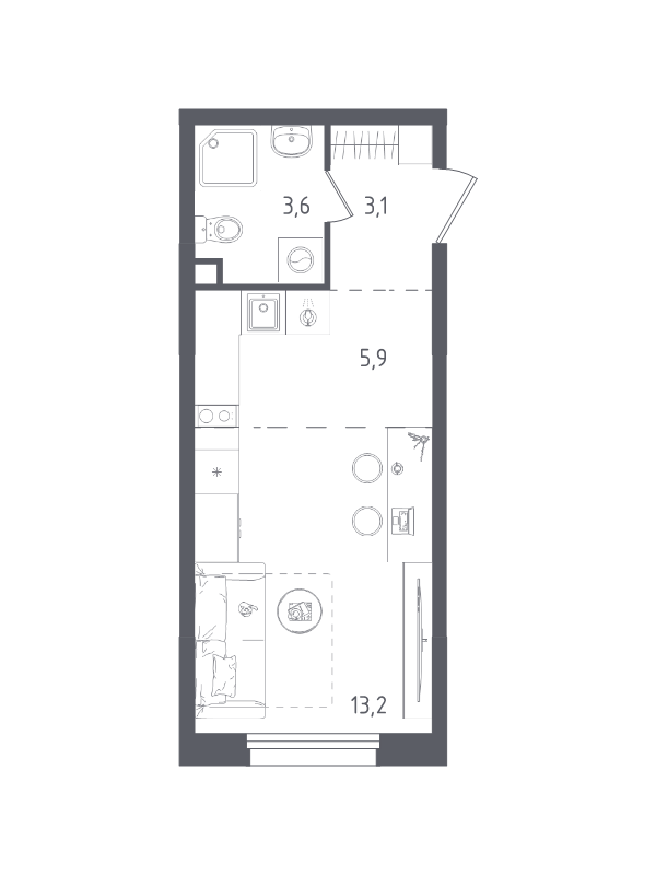 Студия 25,8 м²