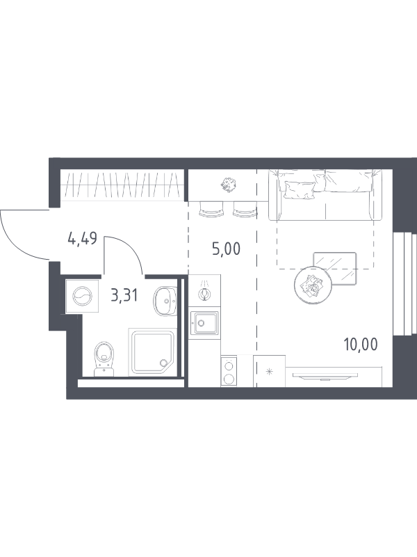Студия 22,8 м²