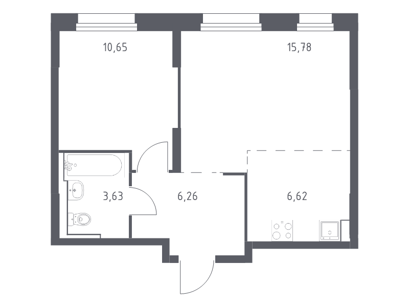 2 ккв (Евро) 42,9 м²