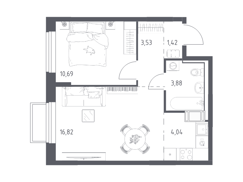 2 ккв (Евро) 40,4 м²