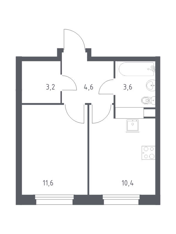 1 ккв 32 м²