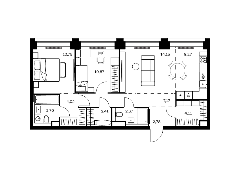 3 ккв (Евро) 71,9 м²