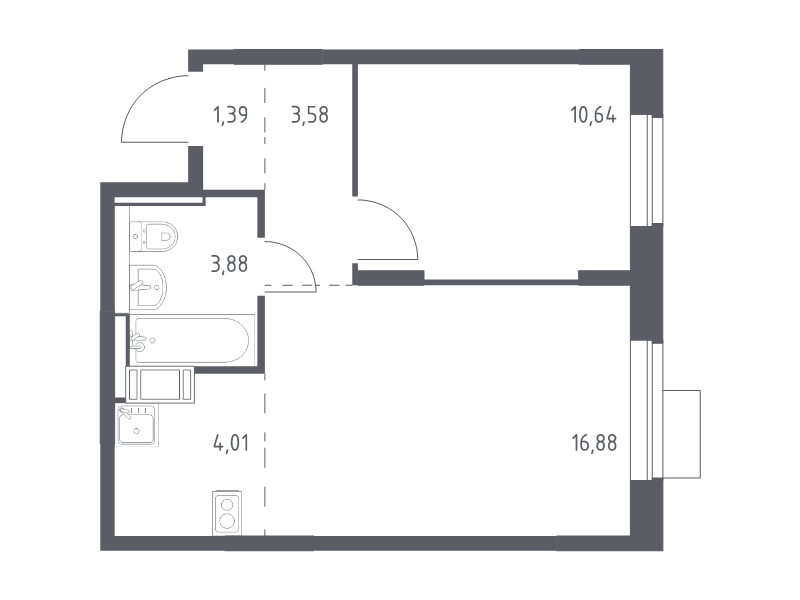 2 ккв (Евро) 40,4 м²
