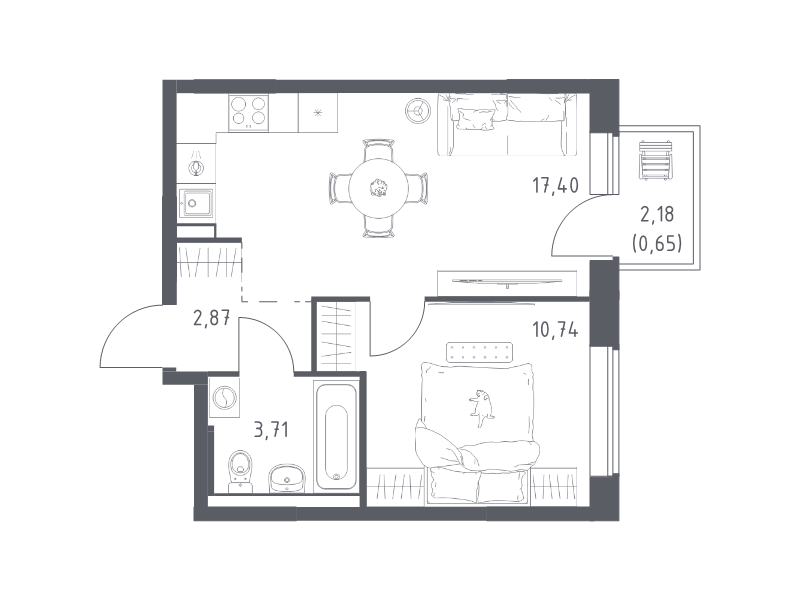 2 ккв (Евро) 35,4 м²