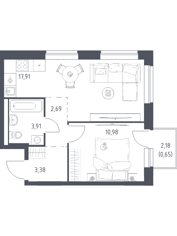 2 ккв (Евро) 39,5 м²