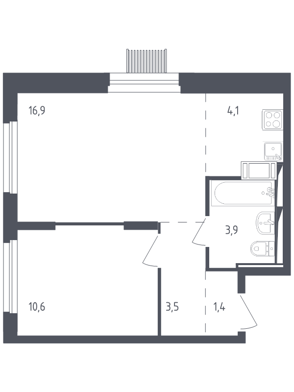 2 ккв (Евро) 39,9 м²