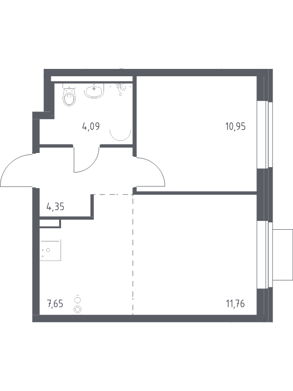 2 ккв (Евро) 38,8 м²