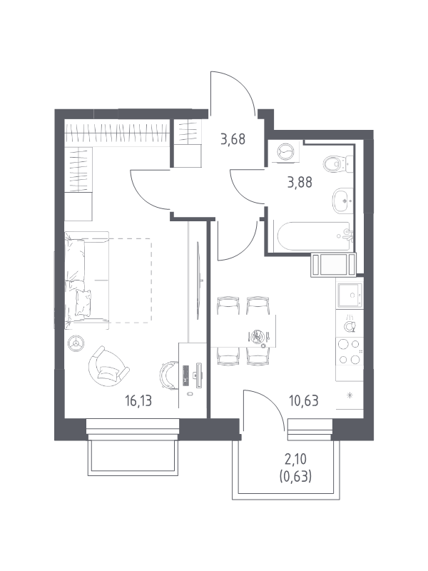 1 ккв 35 м²