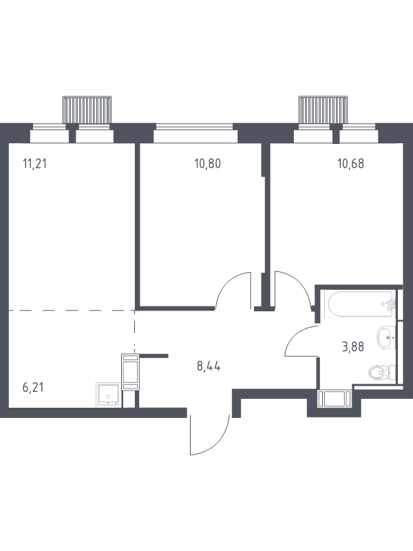 3 ккв (Евро) 51,2 м²