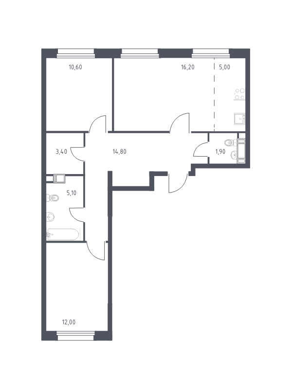 3 ккв (Евро) 69 м²