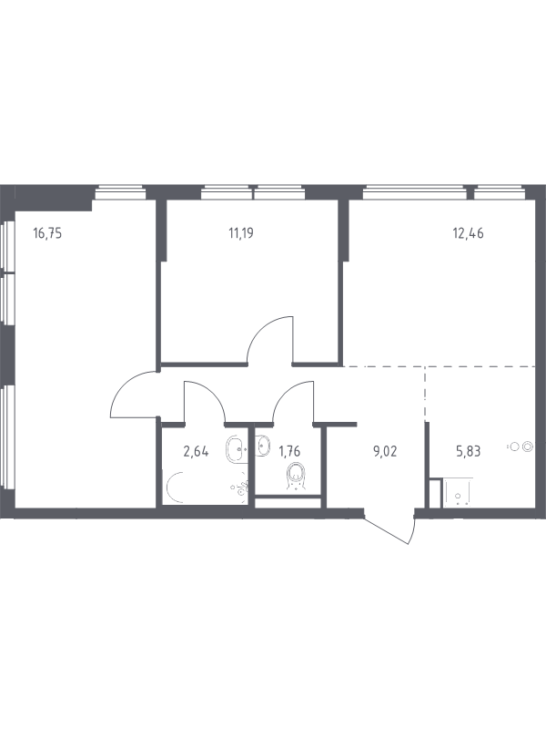3 ккв (Евро) 59,7 м²
