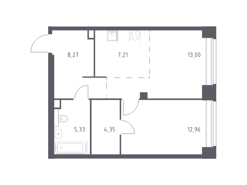 2 ккв (Евро) 51,1 м²