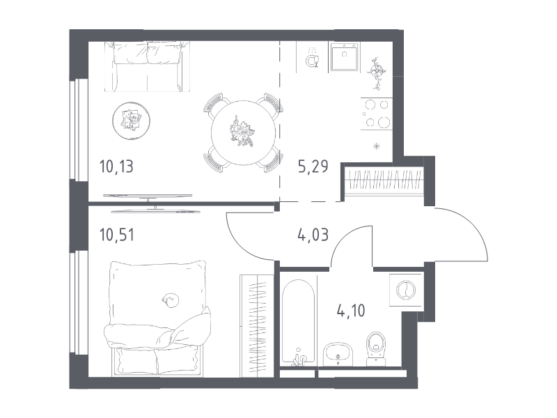 2 ккв (Евро) 34,1 м²