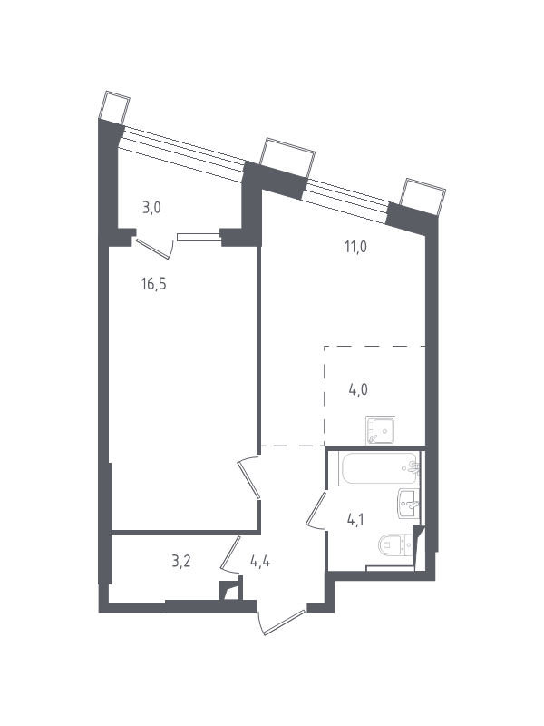 2 ккв (Евро) 46,2 м²