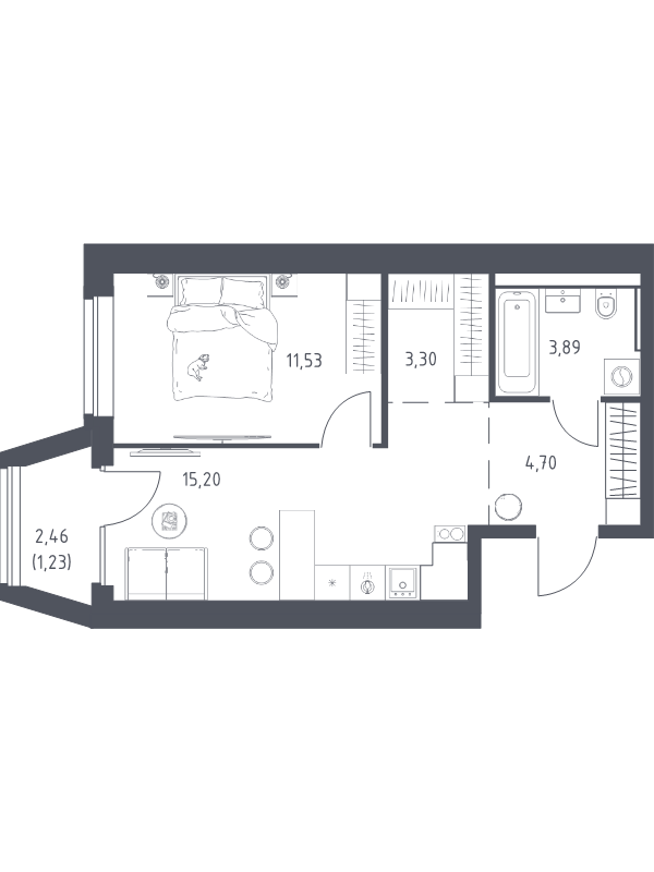 2 ккв (Евро) 39,9 м²