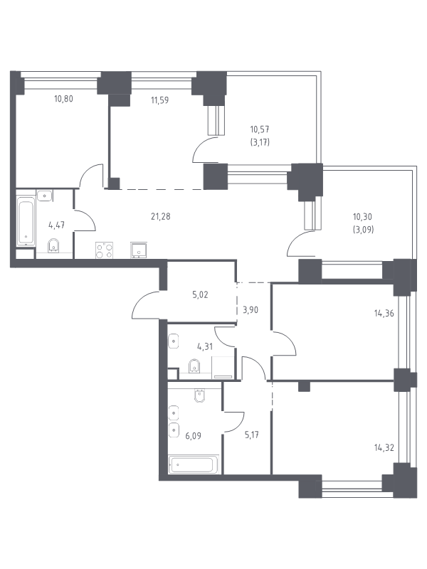 4 ккв (Евро) 107,6 м²