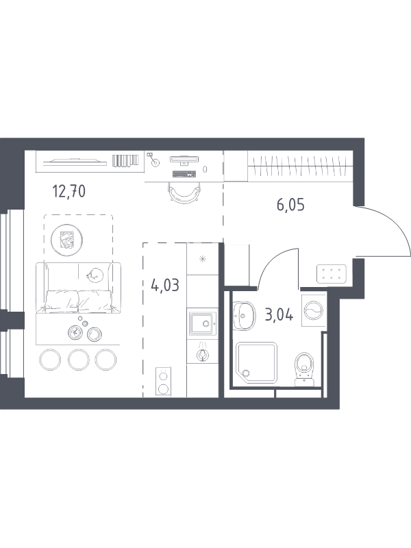 Студия 25,8 м²