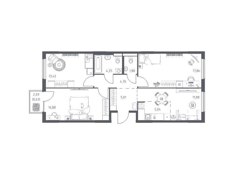4 ккв (Евро) 81,6 м²