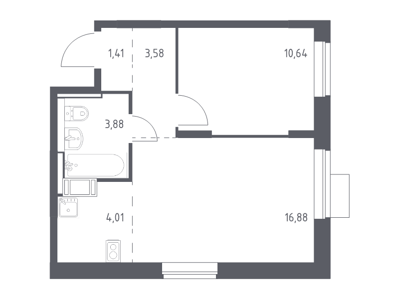 2 ккв (Евро) 40,4 м²