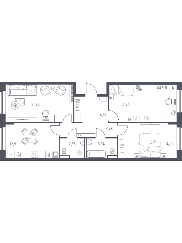 3 ккв 80,5 м²