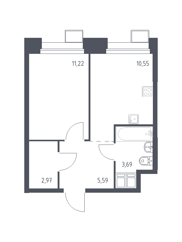 1 ккв 33,9 м²