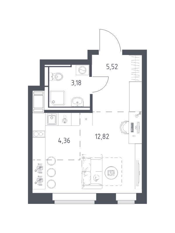 Студия 25,9 м²