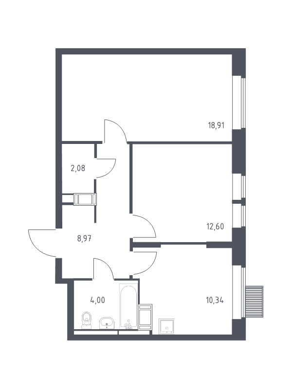 2 ккв 56,9 м²
