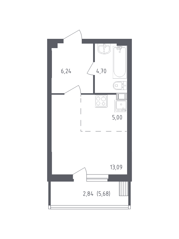 Студия 31,6 м²