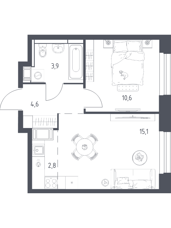 2 ккв (Евро) 36,7 м²