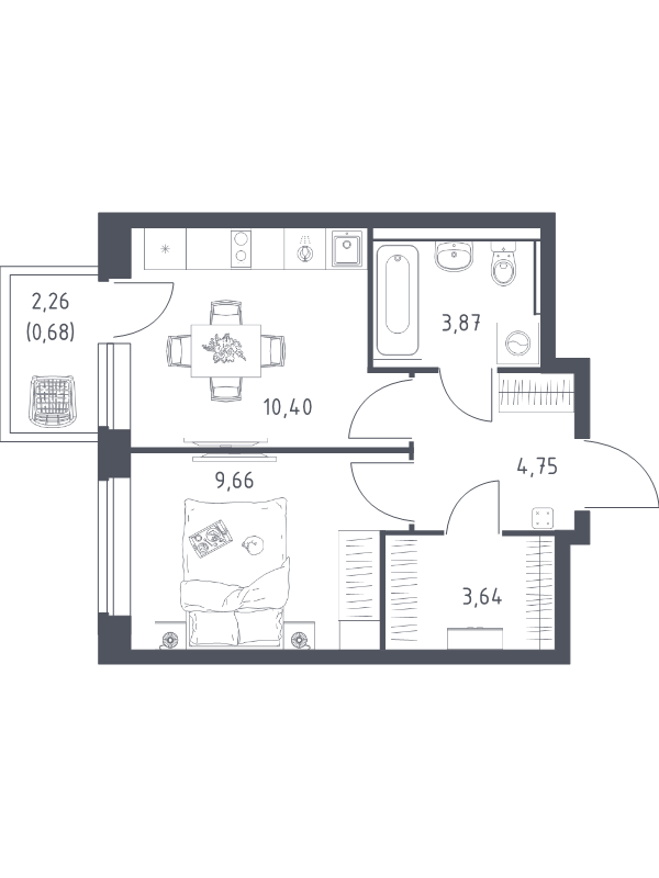 1 ккв 33 м²