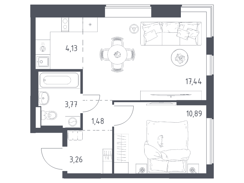 2 ккв (Евро) 41 м²