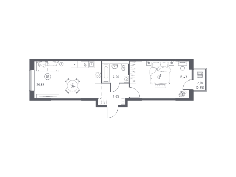 2 ккв (Евро) 49,1 м²
