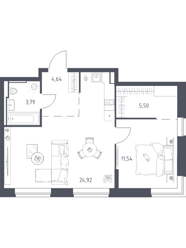 2 ккв (Евро) 50,4 м²